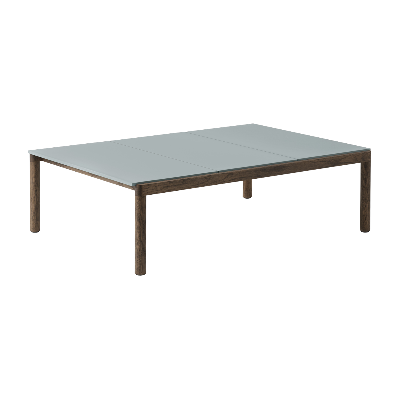 Table basse en grès bleu pâle lisse et chêne foncé 85 x 120 cm Couple - Muuto