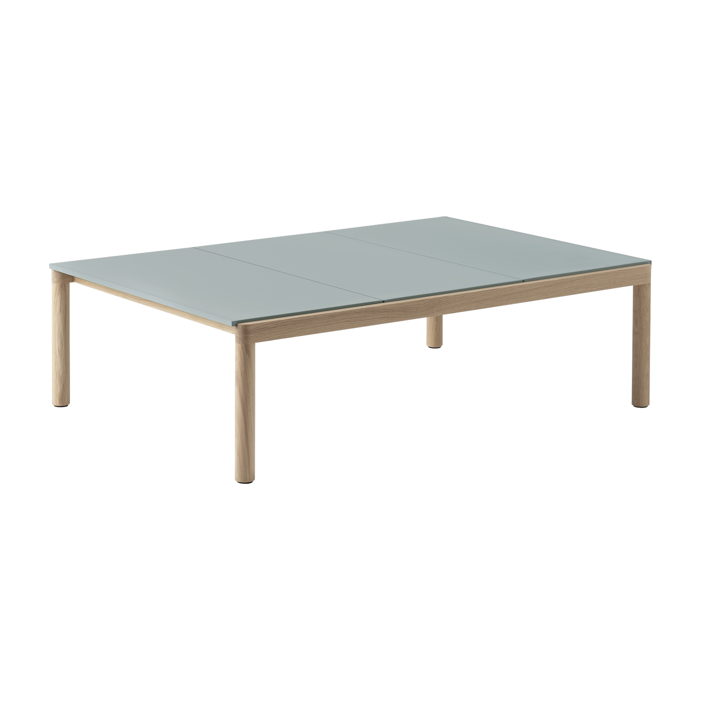 Table basse en grès bleu pâle lisse et chêne naturel 85 x 120 cm Couple - Muuto