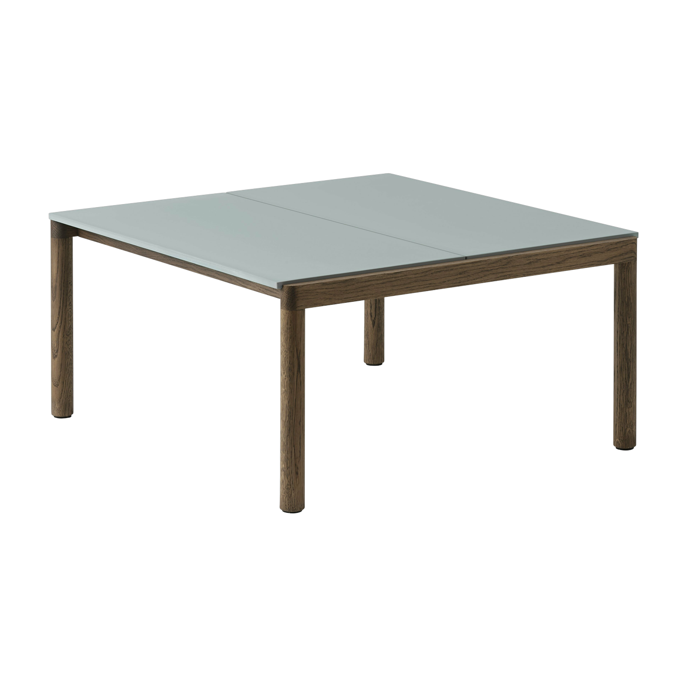 Table basse en grès bleu pâle lisse et chêne foncé 85 x 80 cm Couple - Muuto