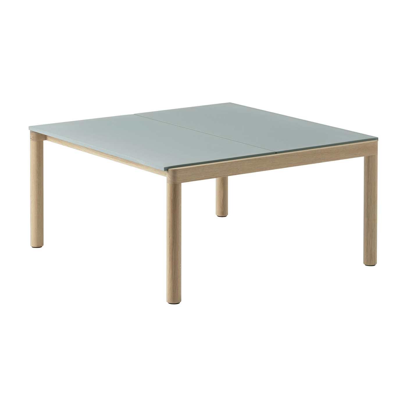 Table basse en grès bleu pâle lisse et chêne naturel 85 x 80 cm Couple - Muuto