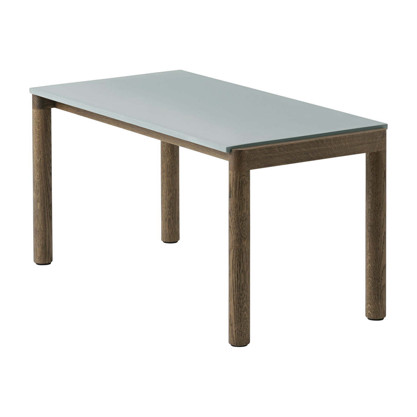 Table basse en grès bleu pâle lisse et chêne foncé 85 x 40 cm Couple - Muuto