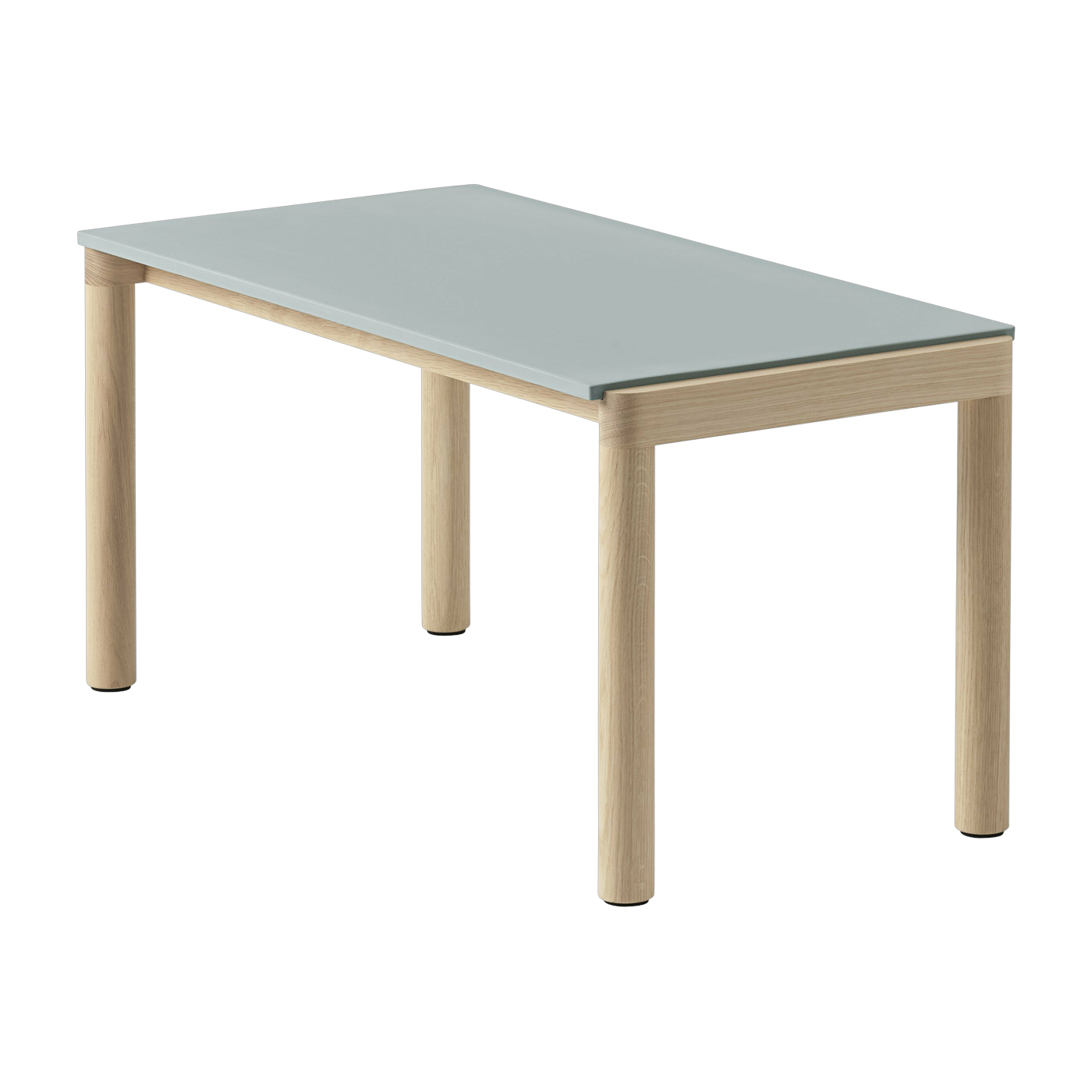 Table basse en grès bleu pâle lisse et chêne naturel 85 x 40 cm Couple - Muuto