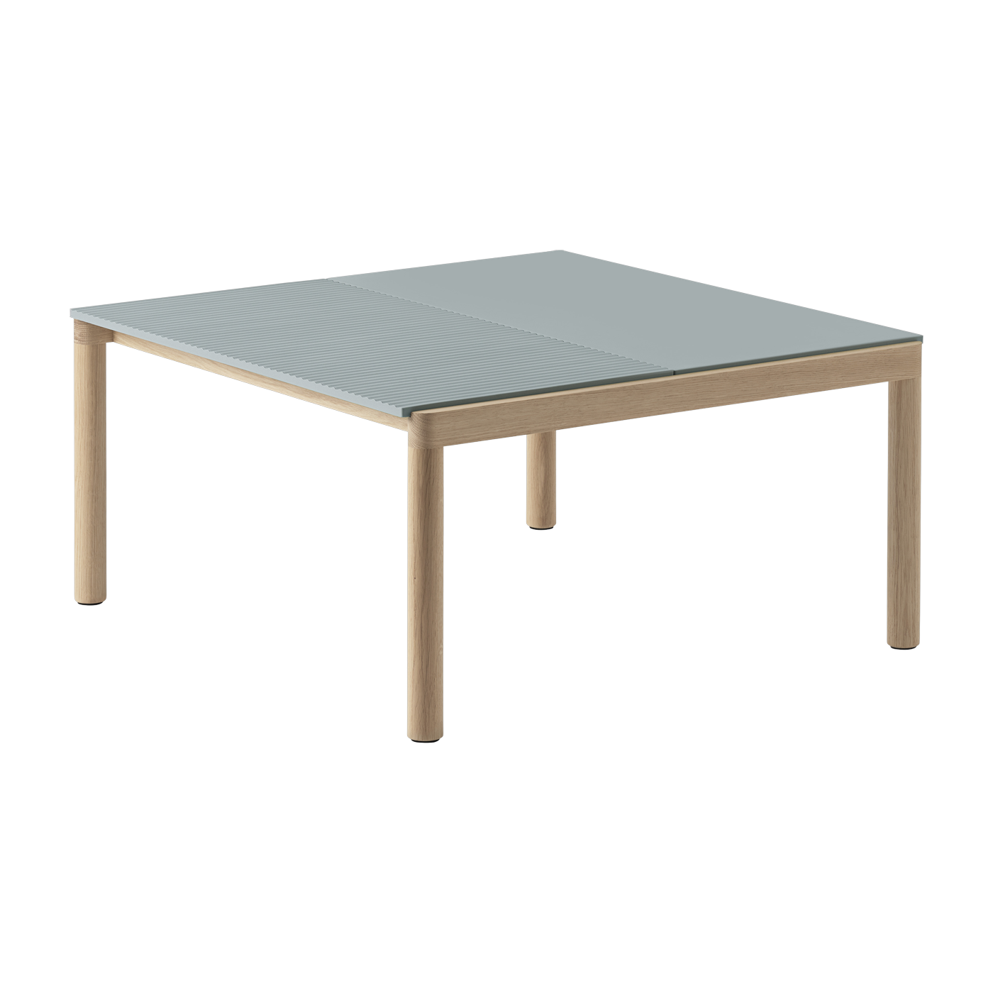 Table basse en grès bleu pâle wavy et chêne naturel 85 x 80 cm Couple - Muuto