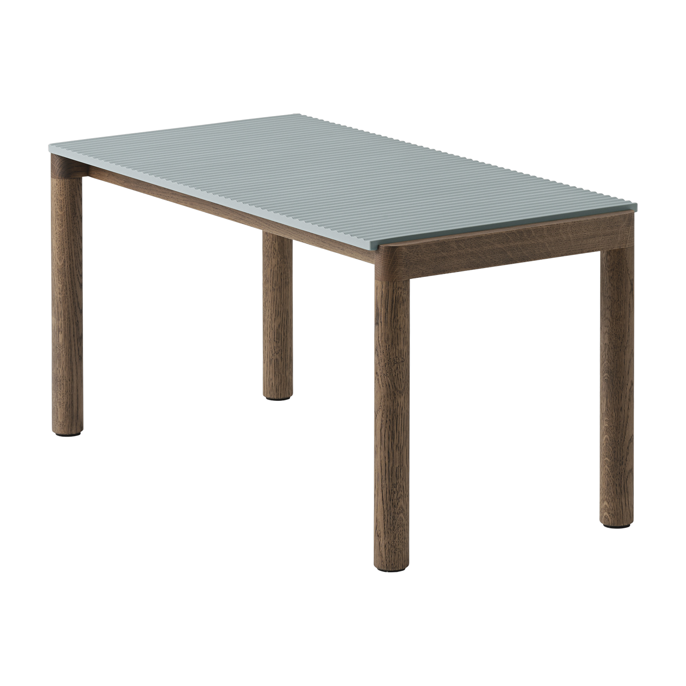 Table basse en grès bleu pâle wavy et chêne foncé 85 x 40 cm Couple - Muuto