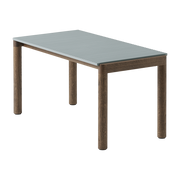 Table basse en grès bleu pâle wavy et chêne foncé 85 x 40 cm Couple - Muuto