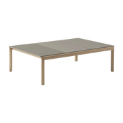 Mesa de centro de arenisca ondulada topo y roble natural 85 x 120 cm Couple - Muuto