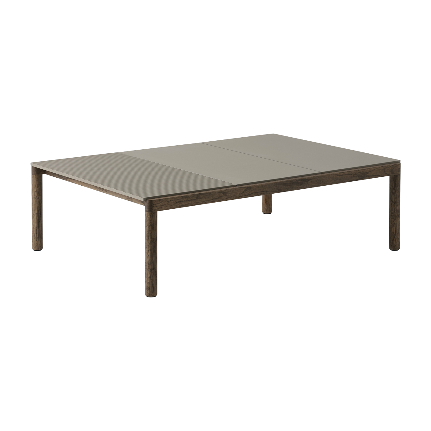 Table basse en grès taupe wavy et chêne foncé 85 x 120 cm Couple - Muuto