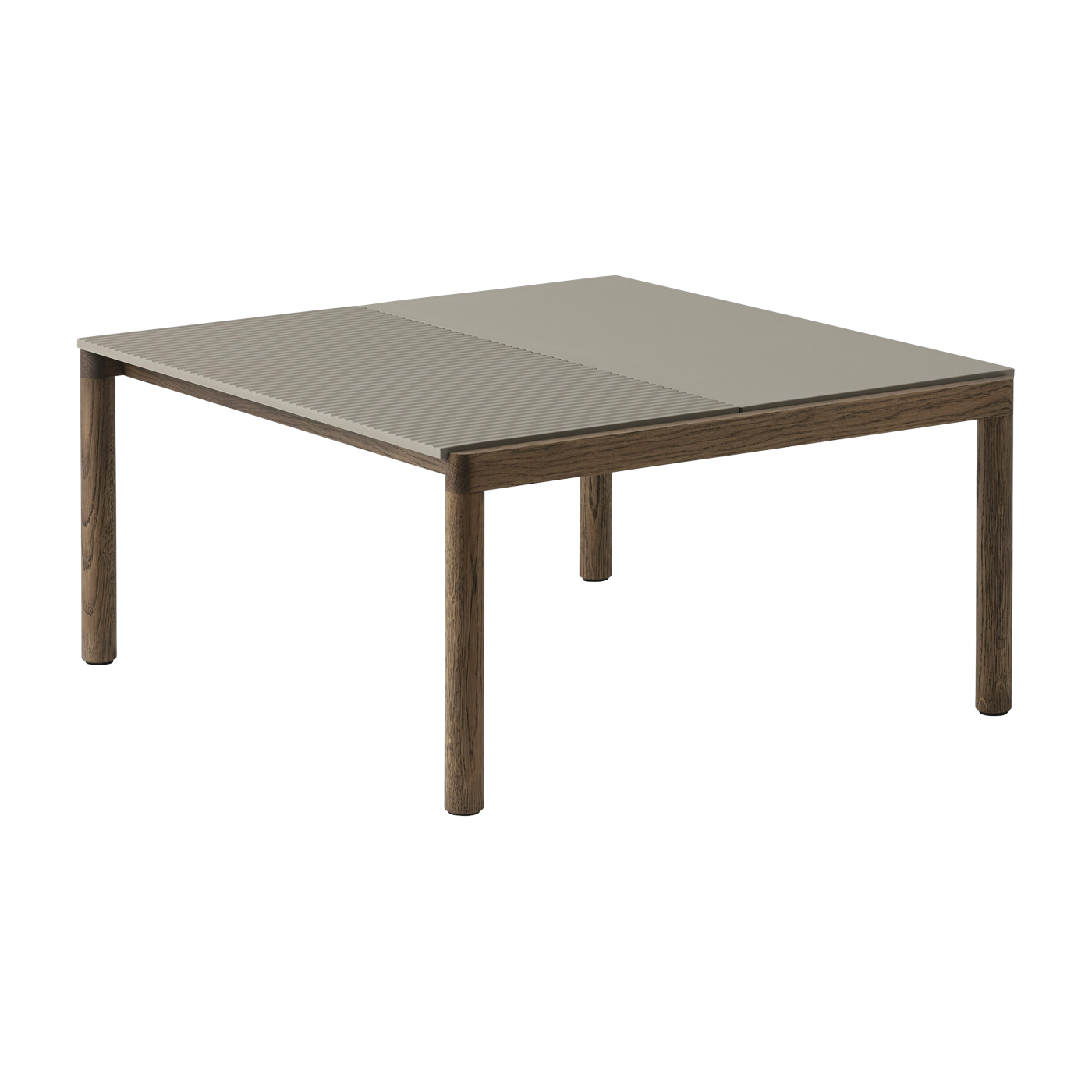 Table basse en grès taupe wavy et chêne foncé 85 x 80 cm Couple - Muuto