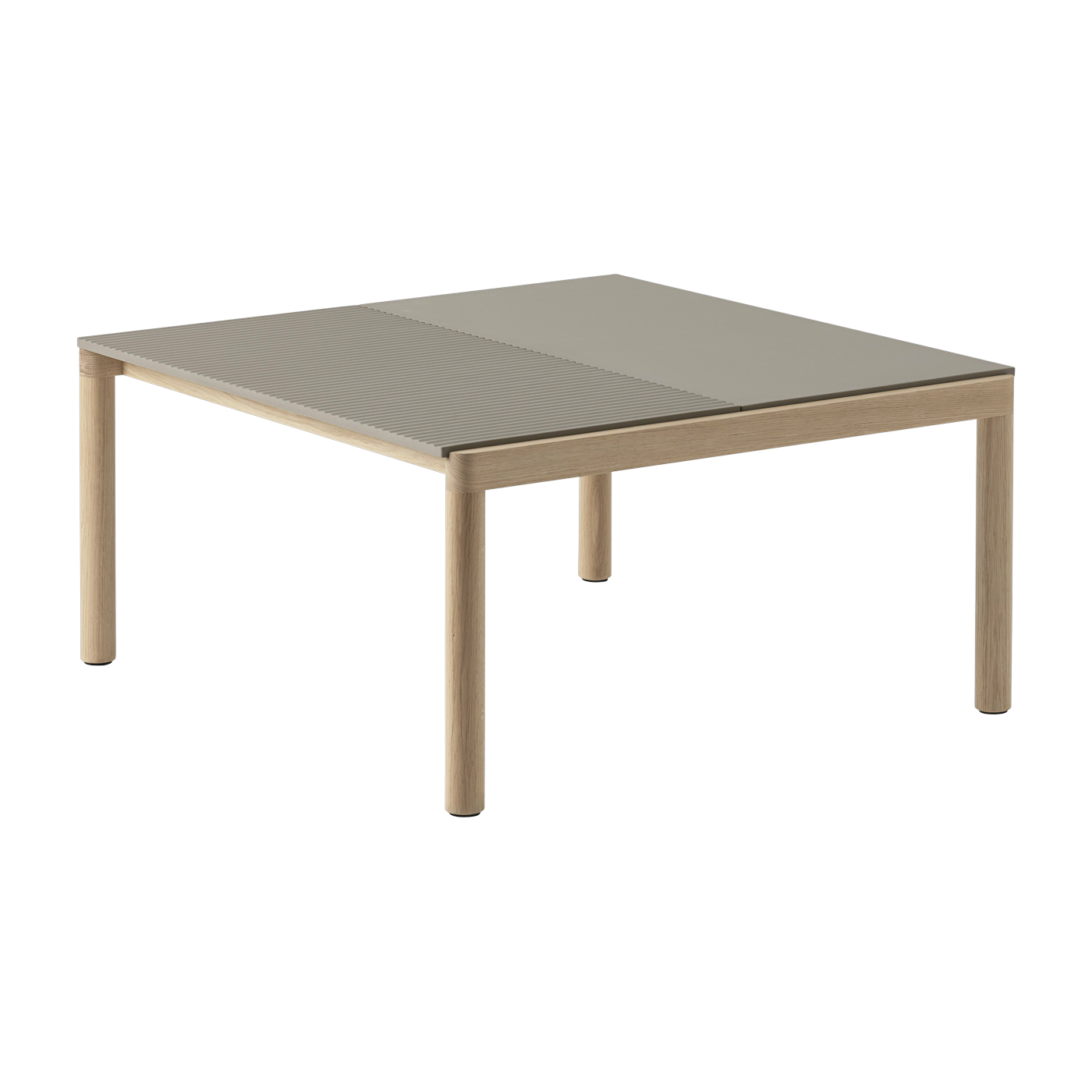 Table basse en grès taupe wavy et chêne naturel 85 x 80 cm Couple - Muuto