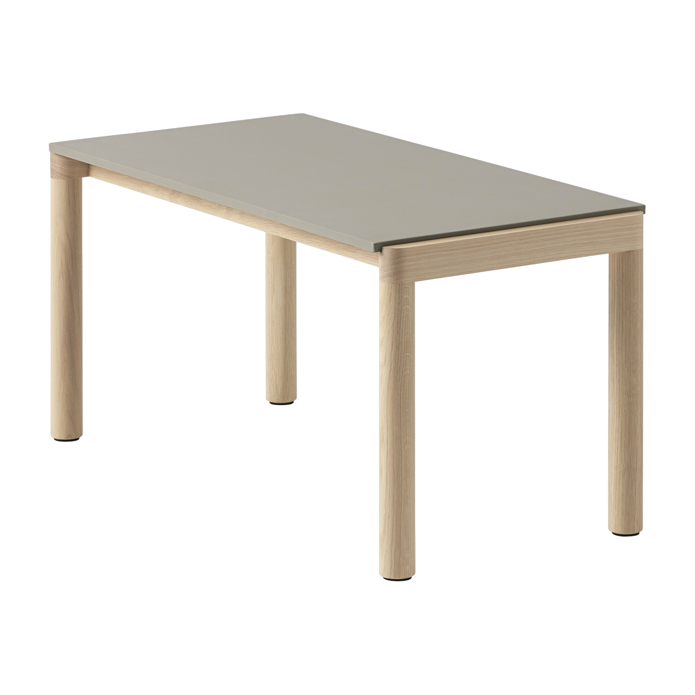 Table basse en grès taupe wavy et chêne naturel 85 x 40 cm Couple - Muuto