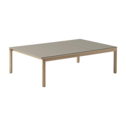 Table basse en grès taupe lisse et chêne naturel 85 x 120 cm Couple - Muuto