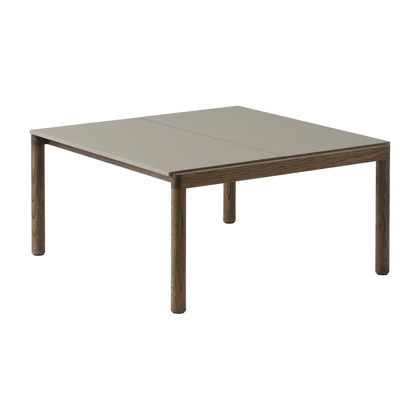 Table basse en grès taupe lisse et chêne foncé 85 x 80 cm Couple - Muuto
