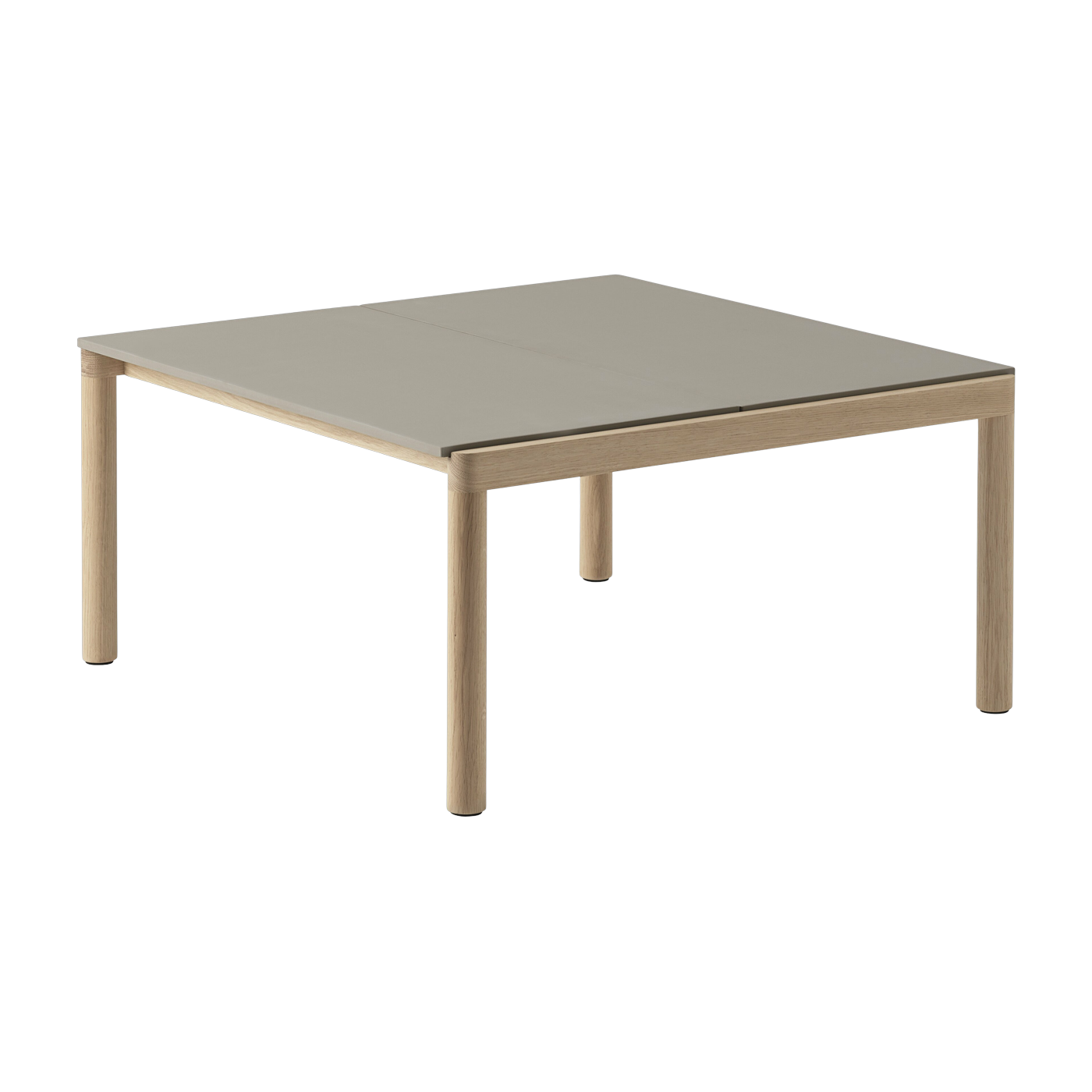 Table basse en grès taupe lisse et chêne naturel 85 x 80 cm Couple - Muuto