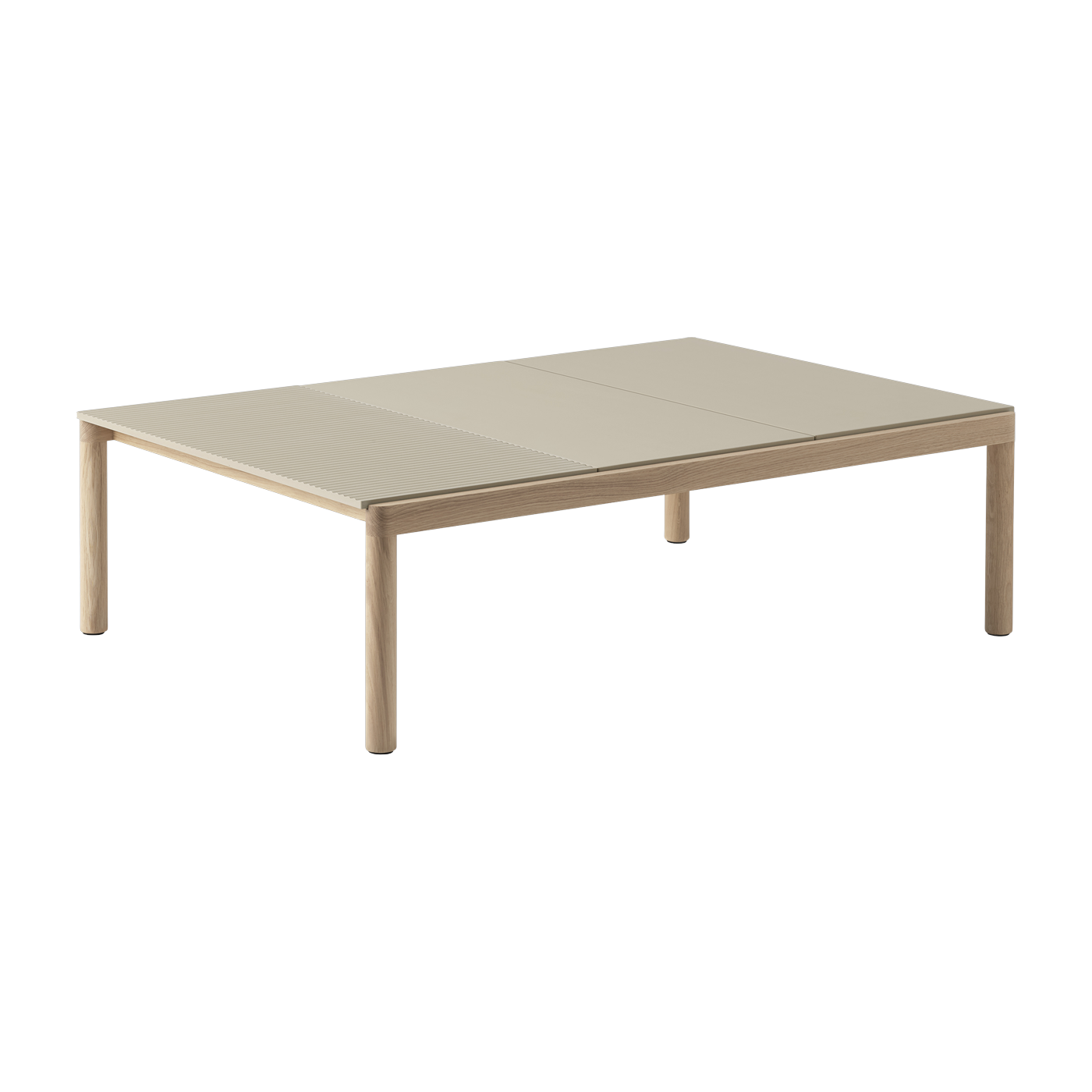 Table basse en grès beige sable wavy et chêne naturel 85 x 120 cm Couple - Muuto