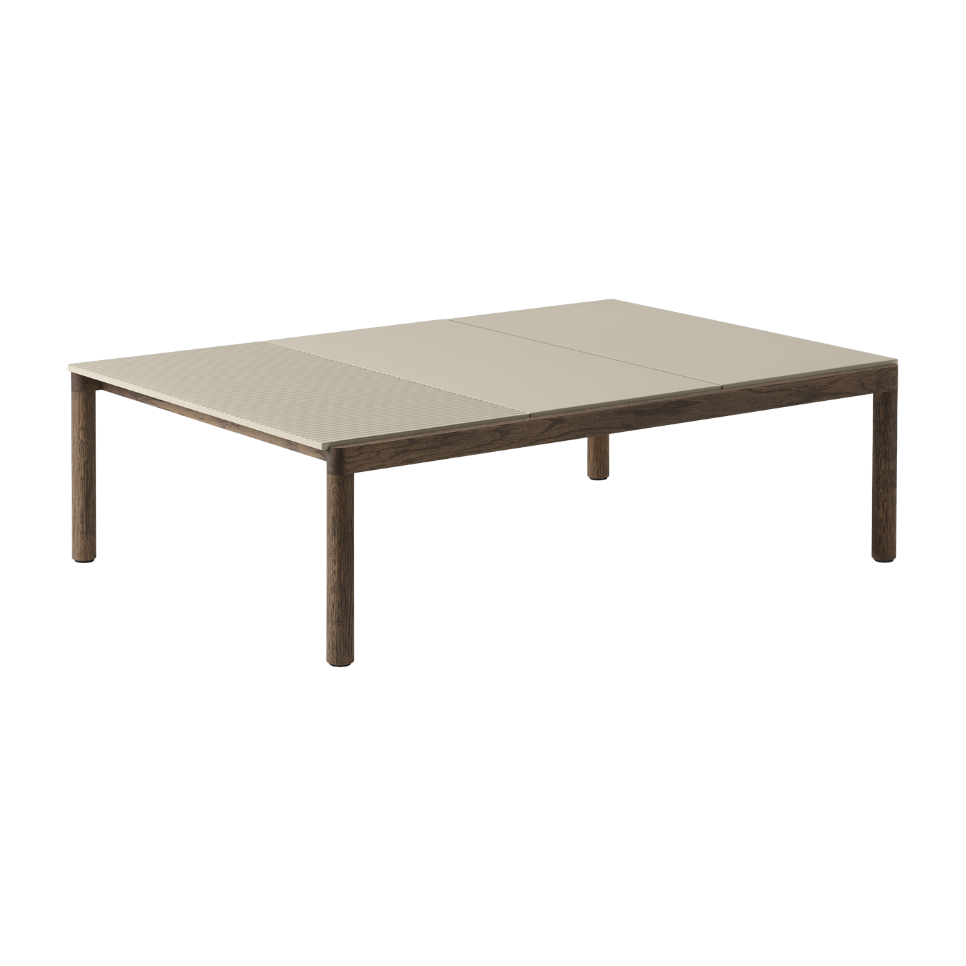 Table basse en grès beige sable wavy et chêne foncé 85 x 120 cm Couple - Muuto