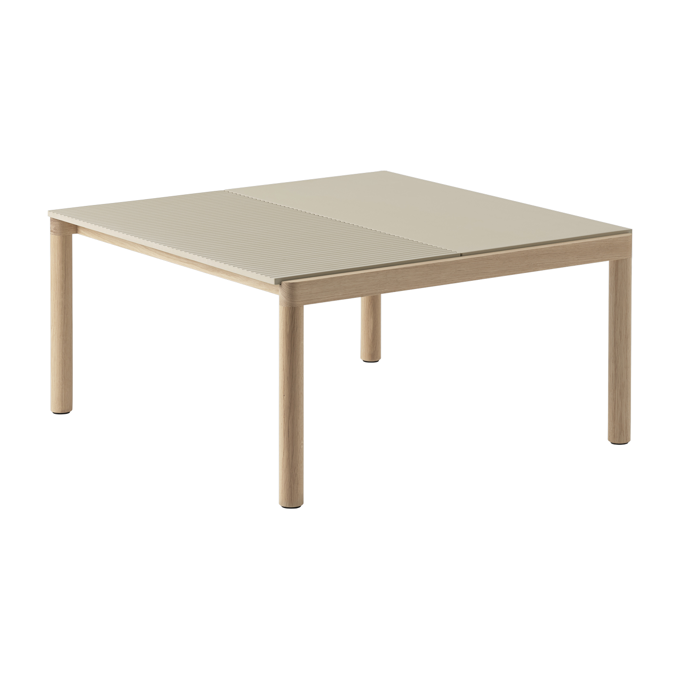 Table basse en grès beige sable wavy et chêne naturel 85 x 80 cm Couple - Muuto