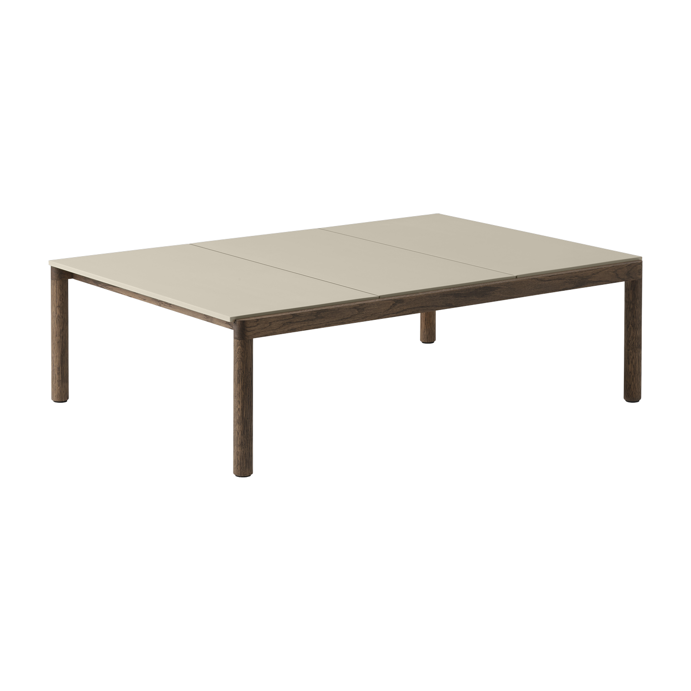 Table basse en grès beige sable lisse et chêne foncé 85 x 120 cm Couple - Muuto