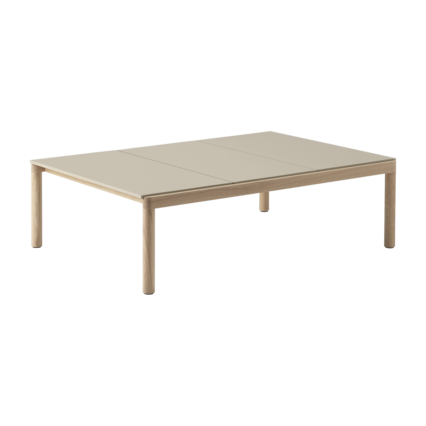 Table basse en grès beige sable lisse et chêne naturel 85 x 120 cm Couple - Muuto