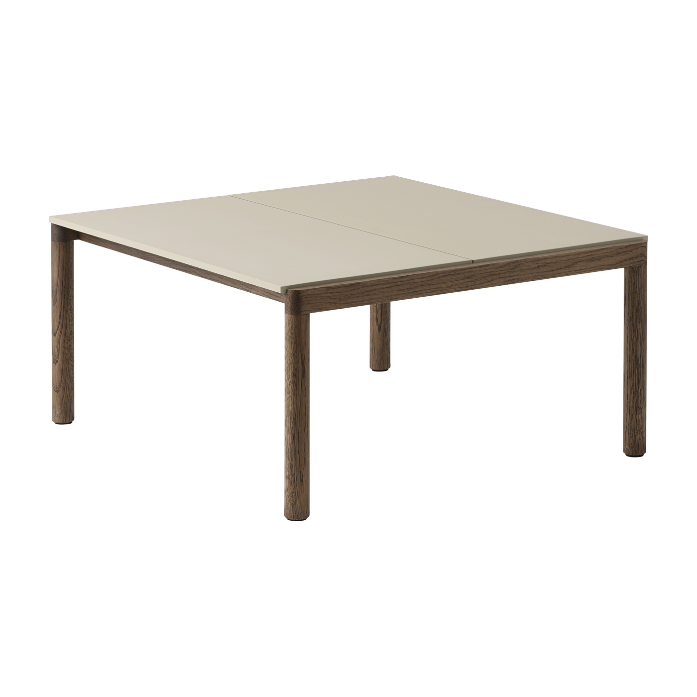 Table basse en grès beige sable lisse et chêne foncé 85 x 80 cm Couple - Muuto