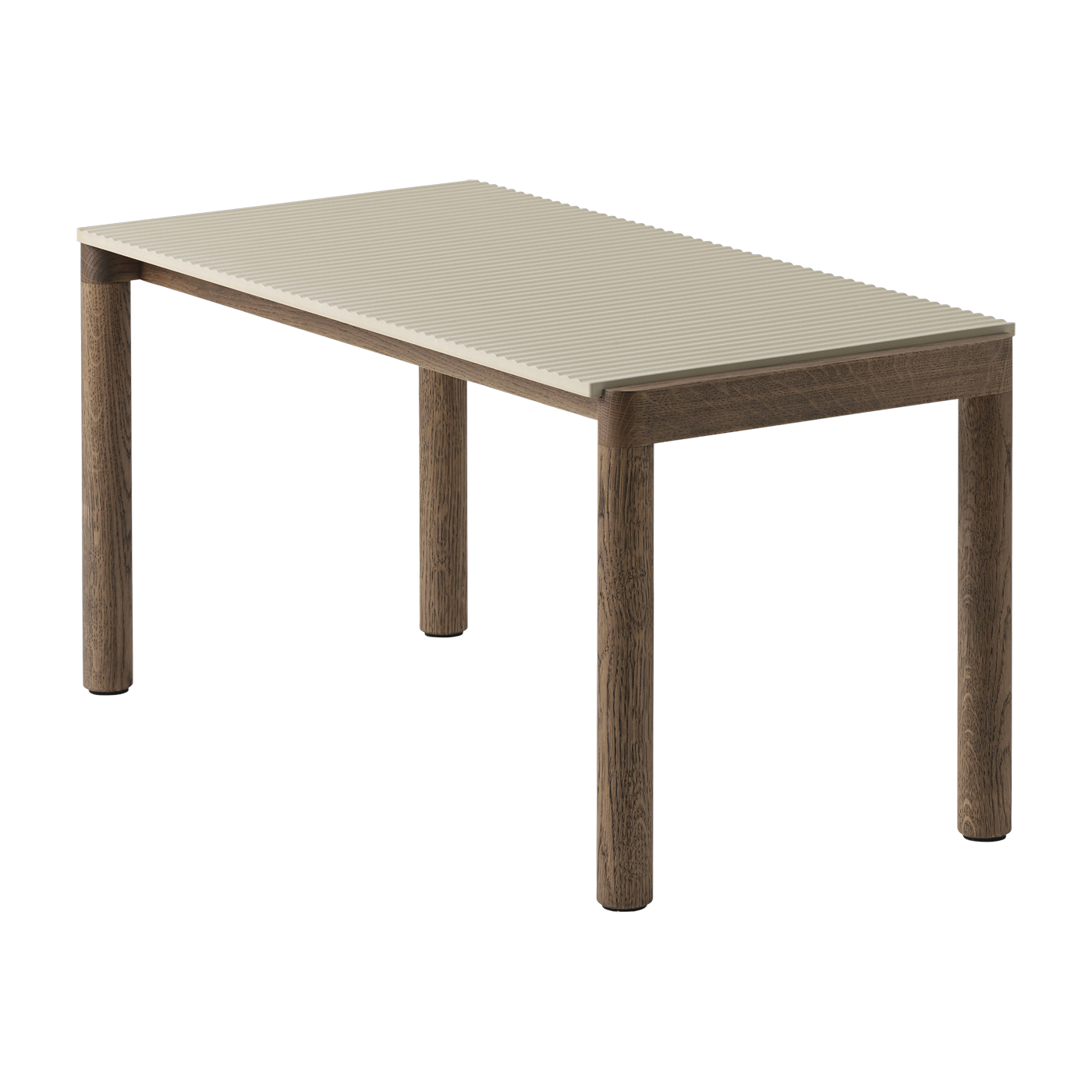 Table basse en grès beige sable wavy et chêne foncé 85 x 40 cm Couple - Muuto