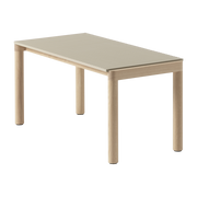 Table basse en grès beige sable wavy et chêne naturel 85 x 40 cm Couple - Muuto