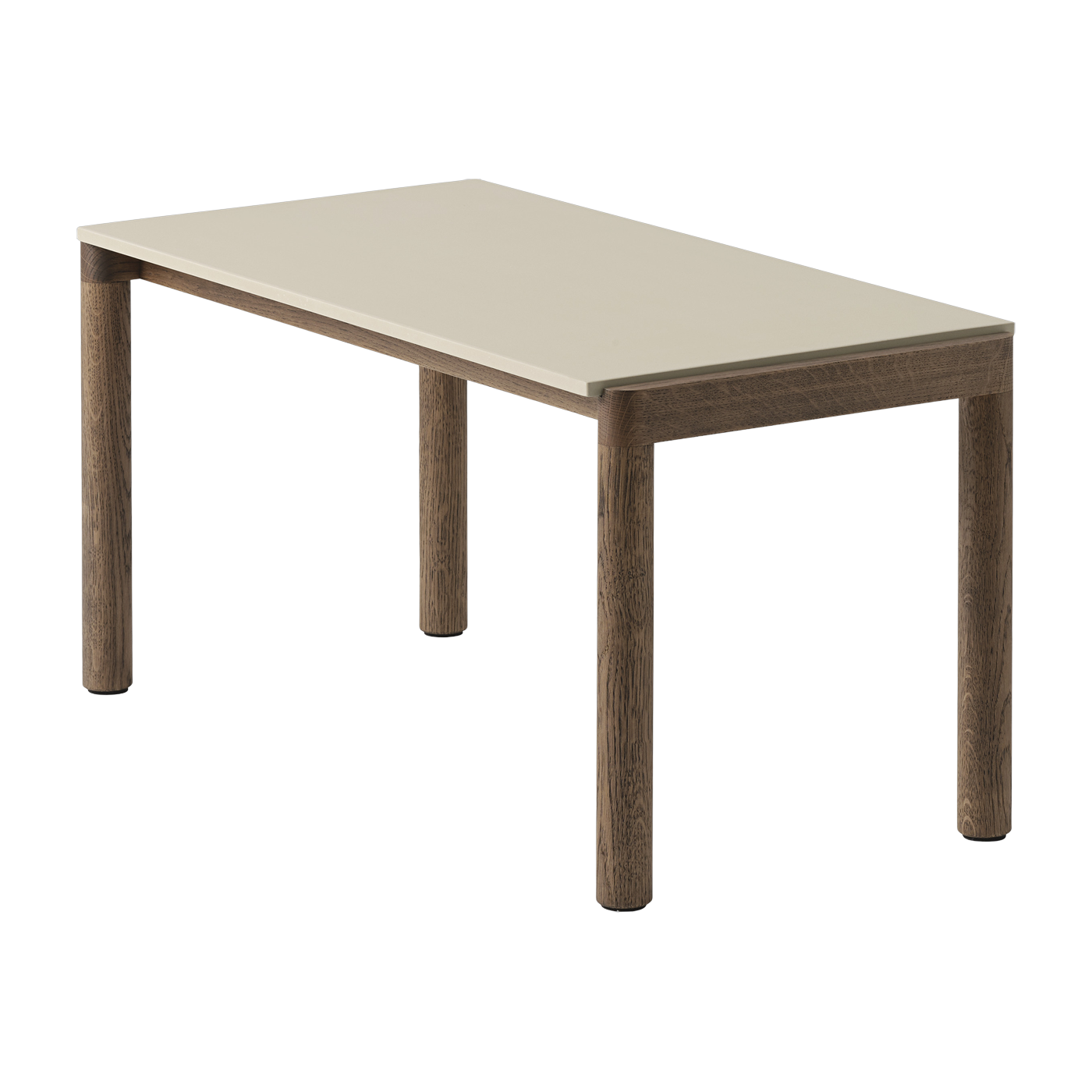 Table basse en grès beige sable lisse et chêne foncé 85 x 40 cm Couple - Muuto