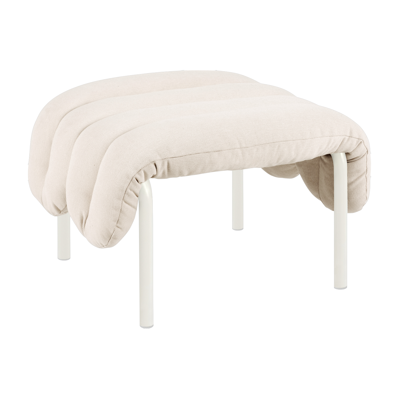 Reposapiés Puffy de algodón natural y acero crema - Hem