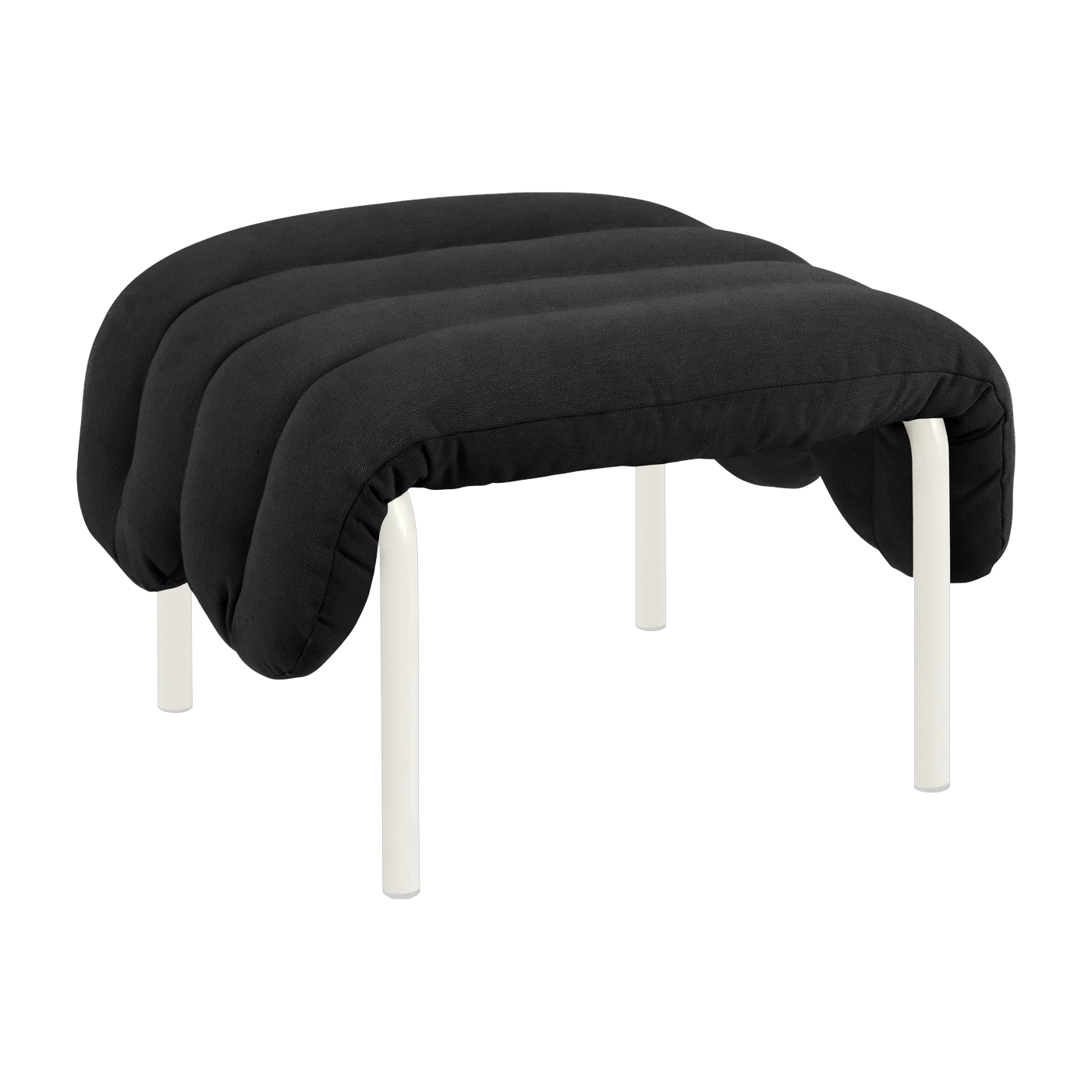 Repose-pieds en coton anthracite et acier crème Puffy - Hem