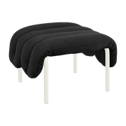 Repose-pieds en coton anthracite et acier crème Puffy - Hem