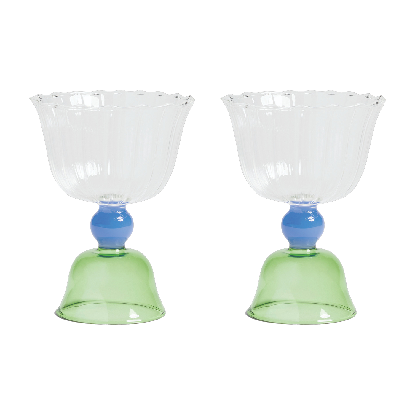 2 Coupes en  verre vert Tulip - &Klevering