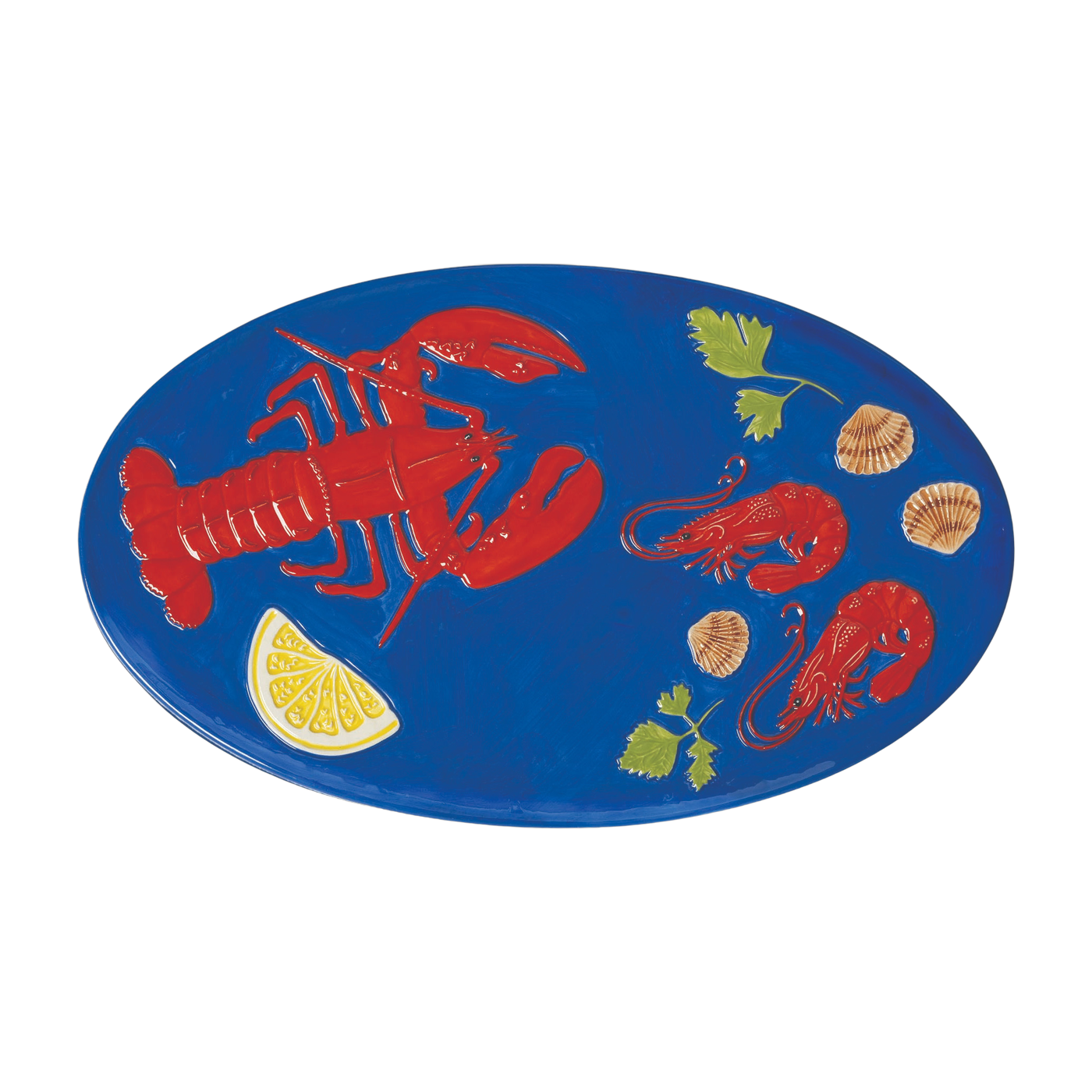 Flacher Teller blau mit Hummermotiv De la Mer - &Klevering