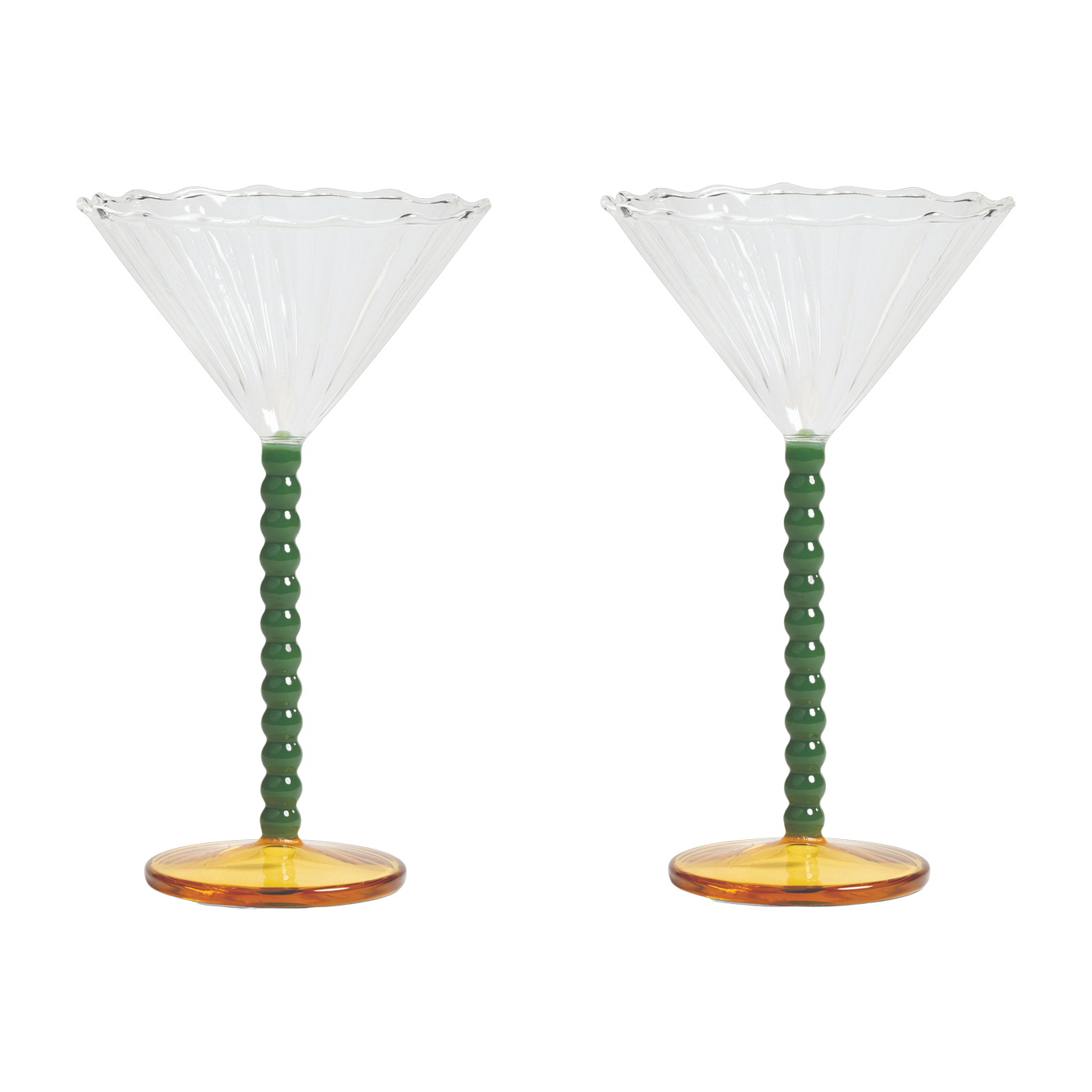 Set de 2 coupes à champagne vertes 17 cm Perle - &Klevering