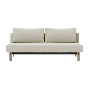Sly 2 seater white sofa bed with oak legs - Innovation Living