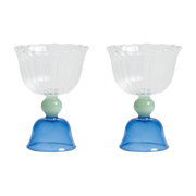 2 Tulip blue glass bowls - &Klevering