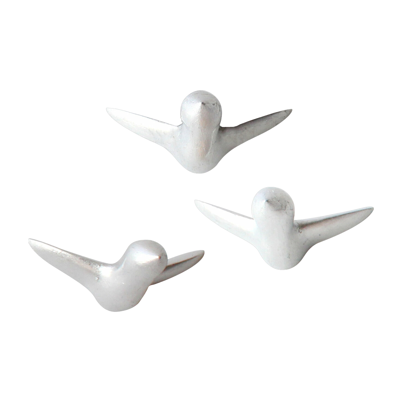 3 silver ceramic wall hooks 6 cm Oiseau Mini - Thomas Poganitsch