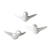 3 silver ceramic wall hooks 6 cm Oiseau Mini - Thomas Poganitsch