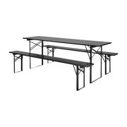 Table à manger et bancs en bois de pin noir 220 cm - Nordal