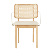 Chaise avec accoudoirs en chêne et cuir vanille Cannage - RED Edition