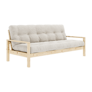 Sofá cama de madera clara y pana marfil Knob - Karup Design