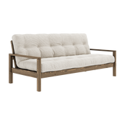 Sofá cama de madera oscura y pana marfil Knob - Karup Design
