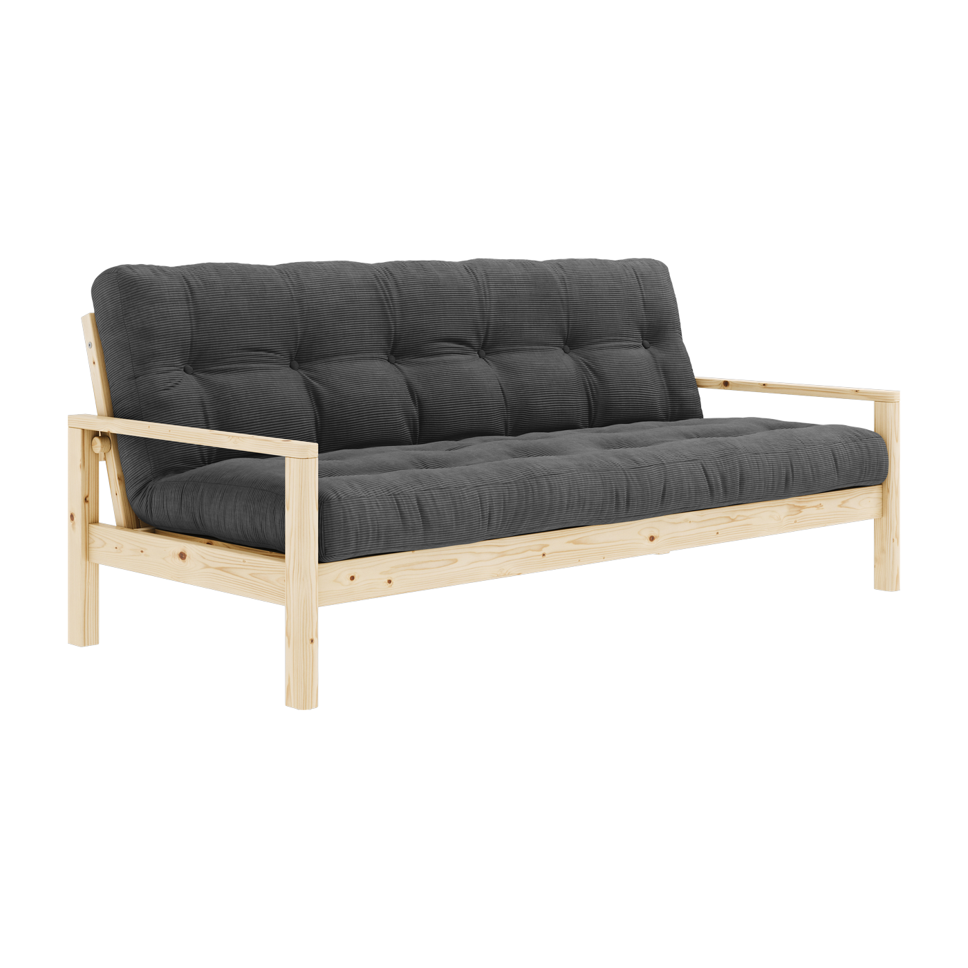 Sofá cama de madera clara y pana carbón Knob - Karup Design