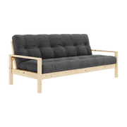 Sofá cama de madera clara y pana carbón Knob - Karup Design