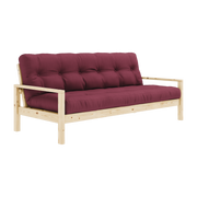 Canapé-lit en bois clair et tissu bordeaux Knob - Karup Design