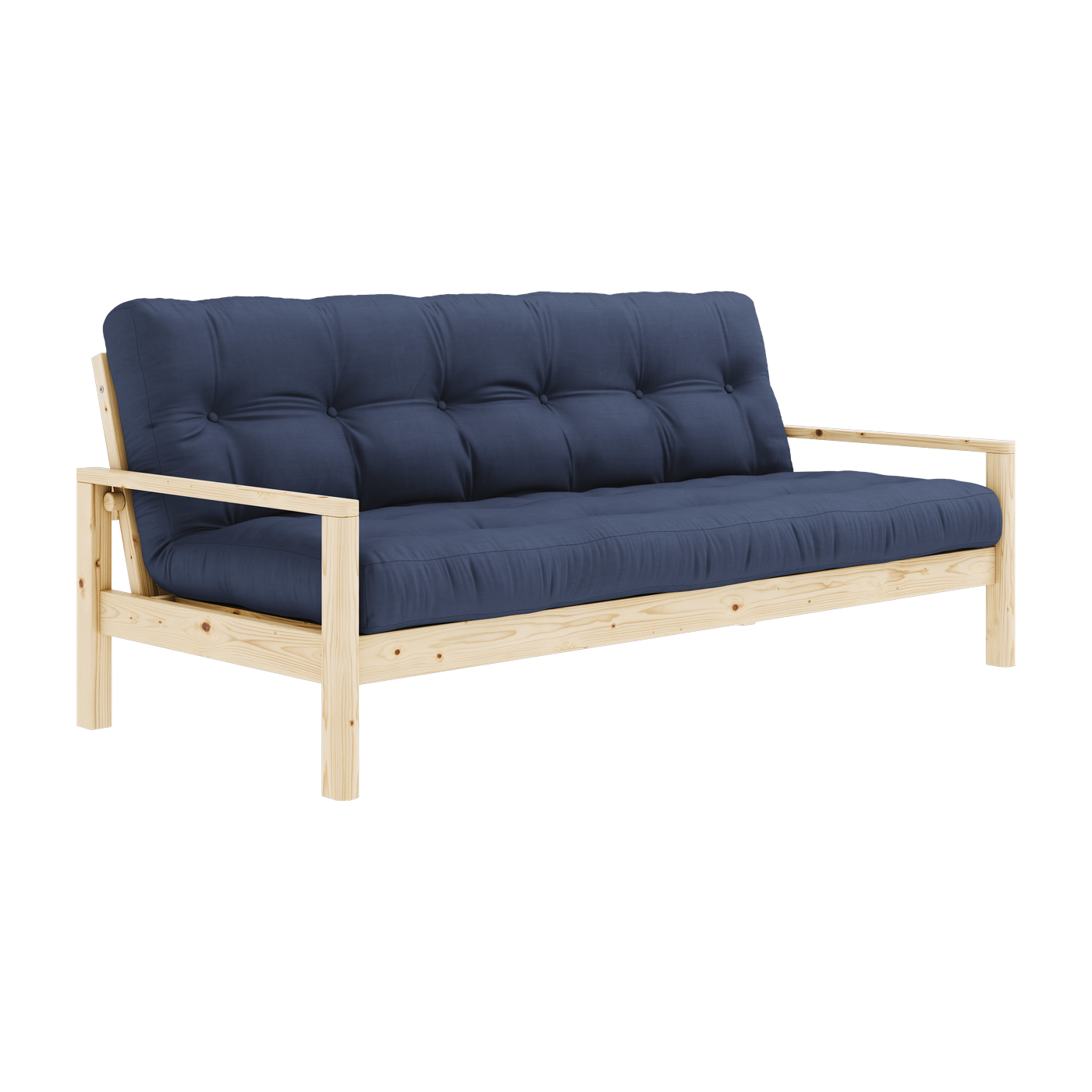 Sofá cama de madera clara y tela azul marino Knob - Karup Design
