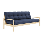 Knob sofa bed in light wood and navy fabric - Karup Design