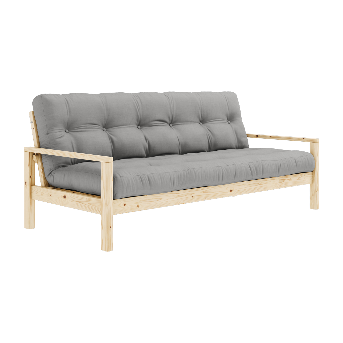 Sofá cama de madera clara y tela gris Knob - Karup Design