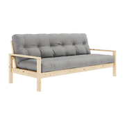 Sofá cama de madera clara y tela gris Knob - Karup Design