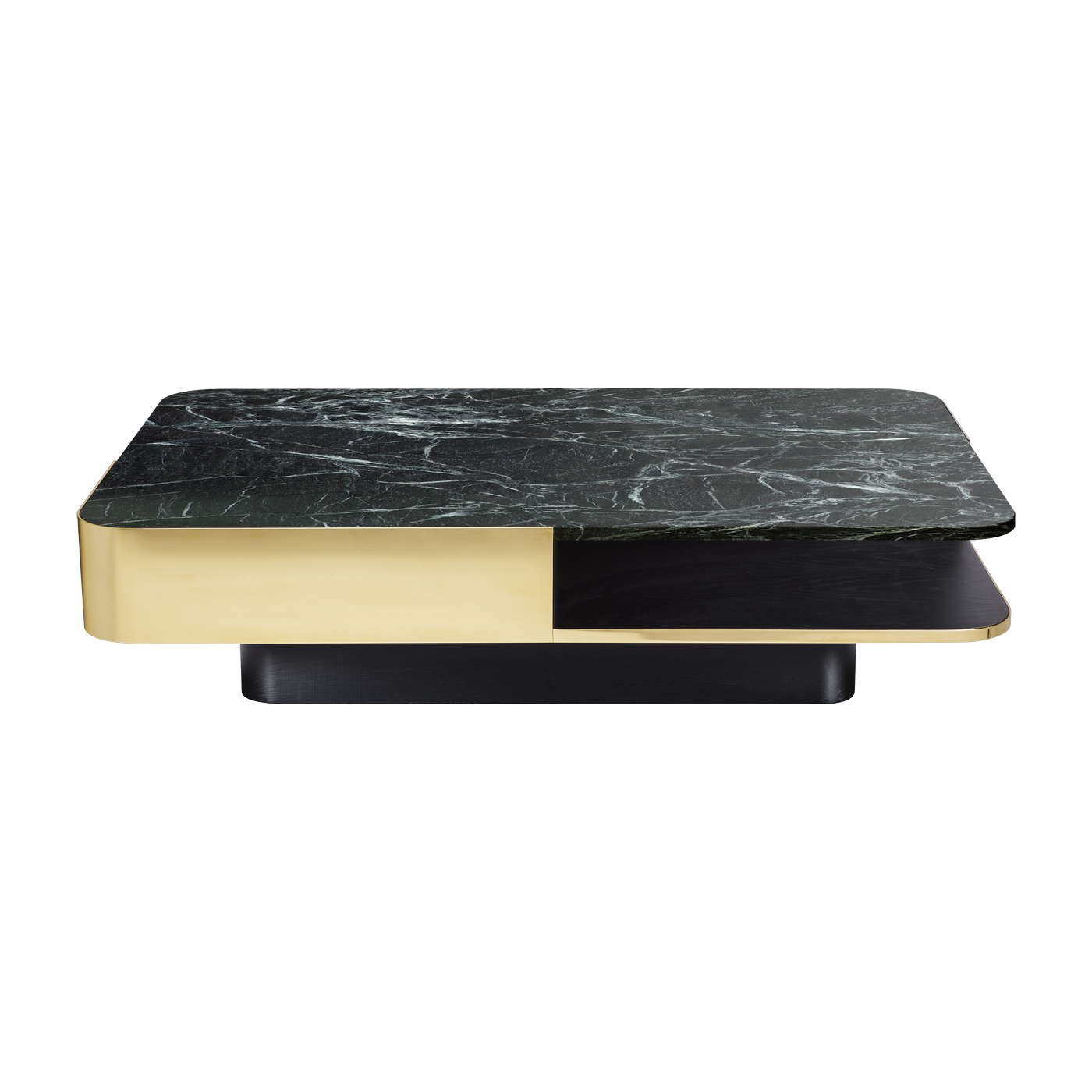 Table basse rectangulaire en laiton et marbre vert Lounge - RED Edition