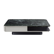 Lounge rectangular coffee table in stainless steel and green marbre - RED Edition