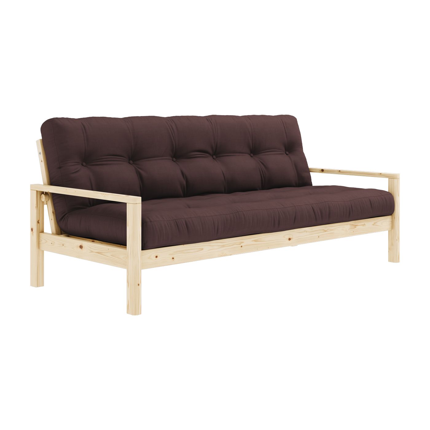 Sofá cama de madera clara y tela marrón Knob - Karup Design